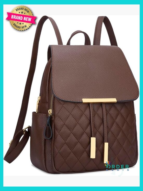 Quilted Leather Backpack Purse for Women Ladies Travel Daypack Shoulder Bag main image 3